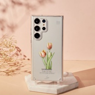 LINGSKETCHBOOK粉黃鬱金香晶石透明防摔SAMSUNG繩掛手機殼