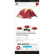 coleman ready stock used 3025 tent burgundy colour