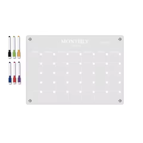Clear Dry Erase For Refrigerator-Mounted Acrylic Magnetic Monthly Calendar Whiteboard-Planning Board