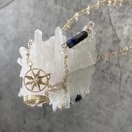 【八芒星。青金石柱鎖骨鏈】原色青金石、項鍊、注14K金|單品保證