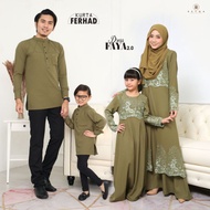 NEW YEAR SALE  DRESS FAYA 2.0 & KURTA FERHAD SEDONDON IBU AYAH DAN ANAK-ANAK / MOSS GREEN / BAJU RAY