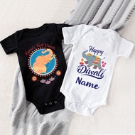 Custom Name ❤️ First Deepavali Party Outfit Diwali Baby Clothes Boy Cotton Jumpsuit Girl Baby Romper 屠妖节排灯节哈衣 Newborn Gift
