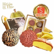 Shopee Exclusive (2 Boxes)  [Gin Thye] Snowskin Mooncake - Charcoal Mao Shan Wang +  Old Mountain Tree Durian