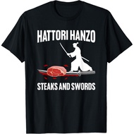 Men's cotton T-shirt hattori hanzo steaks and swords T-Shirt Vintage T-shirt 4XL , 5XL , 6XL