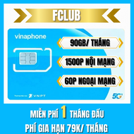 (GIÁ RẺ) Sim 4G 5G Vinaphone FCLUB Tặng Data Tốc Độ Cao 90GB/Tháng Kèm 1560 Phút Gọi Miễn Phí Tháng 