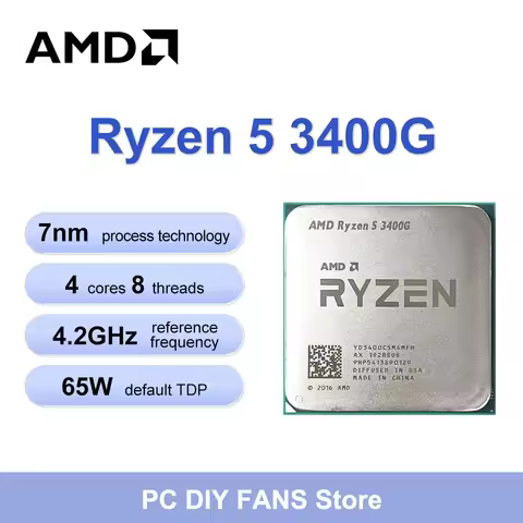AMD R5 3400G New Ryzen 5 3400g CPU Processor 4.2 GHz 4-Core 8-Thread PCIe 3.0 L3=8M DDR4 TDP 65W Soc