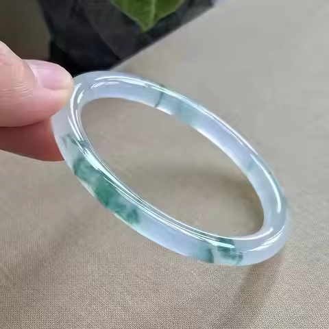Genuine Myanmar Grade A Jadeite Ice Floating Jade Thin Bangle Bracelet Women Fine Jewelry Accessorie