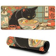 1ชิ้น Black Cats Love Ramen Shop, แผ่นรองเมาส์เกมมิ่งขนาดใหญ่ลายการ์ตูน แผ่นรองคีย์บอร์ดผิวเรียบ แผ่