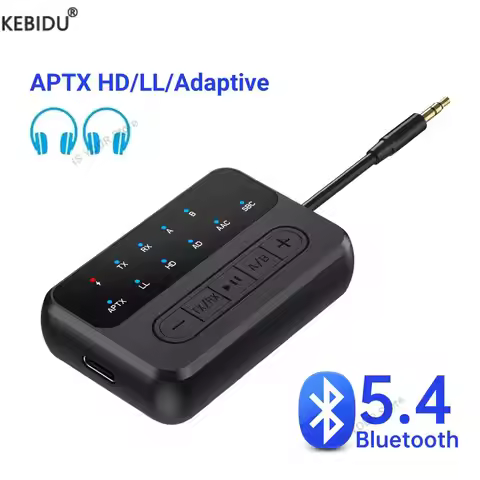 Bluetooth 5.4 aptX/HD/LL Audio Adapter 3.5mm Aux R/L Wireless Stereo Receiver Transmitter Connect 2 