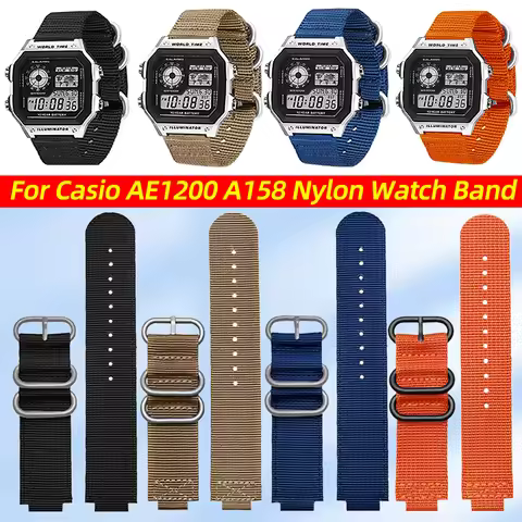 AE1200 Nylon Watch Band For Casio AE1200WH/1300/1000/1500 AE-1200 A158W A159 Outdoor Sports Strap 24