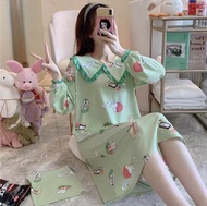 ชุดนอนผู้หญิง ลายใหม่ กระโปรงเเขนยาวลายน่ารัก ผ้าcotton พร้อมส่งผ้าถุงให้ มีไซส์ M-2XL (พร้อมส่ง รุ่