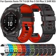 Official sports silicone strap suitable for Garmin Fenix 7X 7 6X 6 Pro 5X 5 Plus 3HR 955 945 Watchband 26mm 22mm Strap