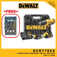 DEWALT CORDLESS HAMMER DRILL DRIVER 18V 1.3AH BRUSHLESS ❤️DCD776C2❤️❤️ FREE D-71962 9PCS MAKITA DRILL BIT SET❤️