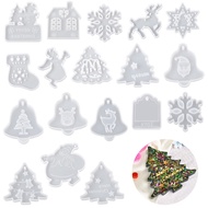 (JIE YUAN)DIY Pendant Silicone Mold Elk Bell Christmas Tree Hanging Tags Epoxy Resin Mold Resin Crafts Jewelry Making Home Decoration