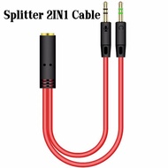 Adapter Jack Headset 2 in 1 Y Splitter Audio Cable 3.5mm Male To Female Computer Headset Microphone Cable Red