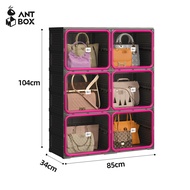ANTBOX เทรนด์ใหม่ปี 2026 ตู้รองเท้า สี Black Red  ความจุ 6–40 คู่  ไม่ต้องติดตั้ง  พับเร็ว  ประตูใสแ