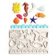 Silicone jelly mold for starfish, clams, snails, fish, coral, seahorse - Code 1591