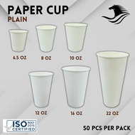 Paper Cup Plain White / Party Cups [50pcs] 6.5oz/8oz/10oz/12oz/16oz/22oz Disposable (No Lid)