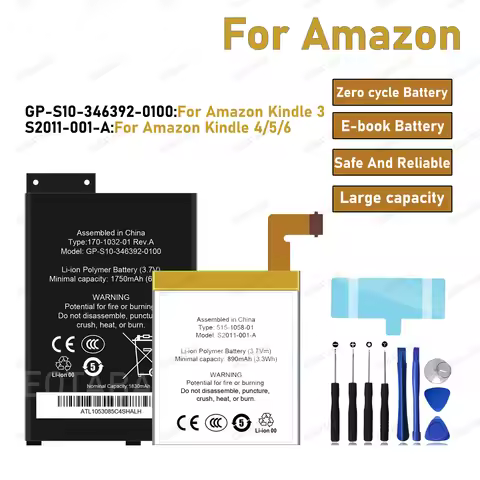 2026 Years 100% Original Battery For Amazon Kindle 3 Kindle 4 5 6 MC-265360 D00901 D01100 Replacemen