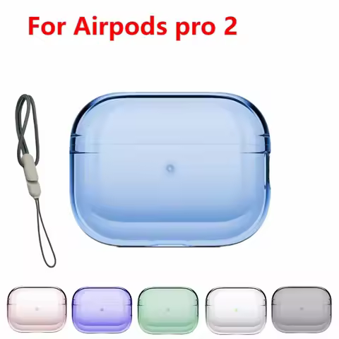 2026 Clear Silicone Case for Airpods Pro 2 Transparent Soft TPU Cover Case With Rope Earphone Access