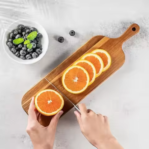 Wooden Cutting Board with Handle Kitchen Household Serving Board Wooden Cheese Board Charcuterie Boa