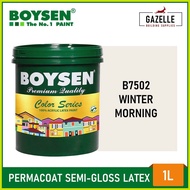 ♆ ◵ ✧ Boysen Color Series Permacoat Semi-Gloss Latex Paint Winter Morning B7502- 1 Liter