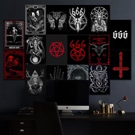 (isi 16pcs) poster dinding aesthetic tema satanic desain premium art carton - SC125