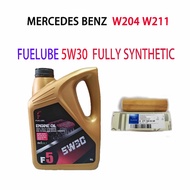 MERCEDES BENZ W204  W211  OIL FILTER + FUELUBE 5W30 FULLY SYNTHETIC  ENGINE OIL