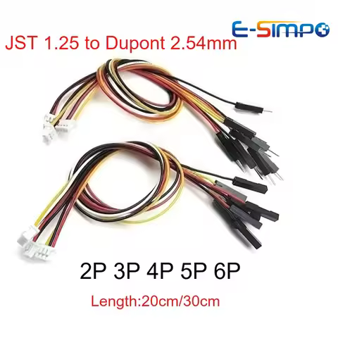 5PC JST 1.25mm Spacing to DuPont 1P Cable 20/30cm Male Female 2P/3P/4P/5P/6P Board Connection Wire 1