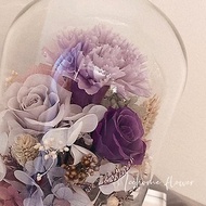 典雅紫永生玻璃罩鐘花 玻璃罩 永生花 生日禮物 母親節康乃馨