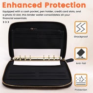 HAPPY TIME-Budget Binder with Cash Envelopes Leather Budget Binder Cash Envelopes System Wallet Budg
