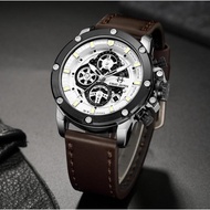LIVE Evans Jayden Jam Tangan Pria 9570 Kulit Kaca Sapphire Chronograph Water Resistant 10 ATM Stainl
