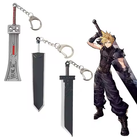 Final Fantasy 7 VII Remake Sword Keychain Cloud Strife Buster Keyring Key Chain Game Accessories Car
