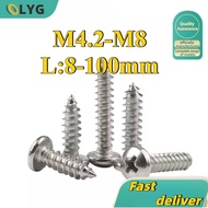 SS 304 Metal Screw  / Pan Head Self Tapping Screw ound Head MS Screw Depot Wood Screw   M4.2/M5/M5.5