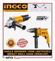 INGCO Power Tool Sets (Angle Grinder 750w AG750282 + Impact Drill 680w ID68016P)