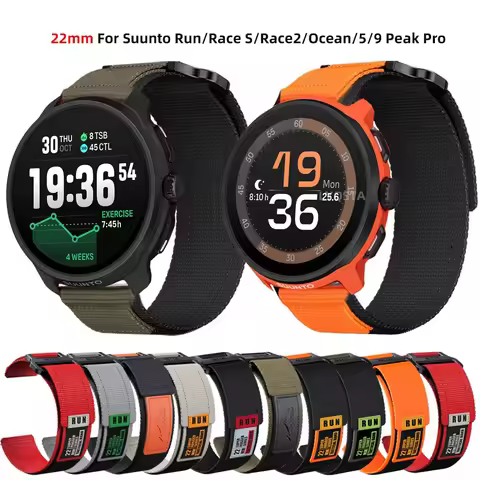 22mm Nylon Loop Watch Strap For Suunto Race 2/S/Run/Ocean/Vertical Bracelet Replacement Wristband Fo