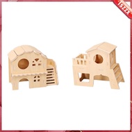 [Lszzx] Hamster Wooden House Lovely Hamster Habitats for Hedgehog Chinchilla Hamster