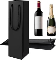 Black Wine Bottle Gift Bags, Black Kraft Paper Wine Gift Bags 3.5 "X4 X13.8 Reusable Liquor Bag, Win