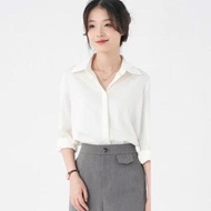 Atomishop women's long-sleeved loose-form Korean silk shirt, wrinkle-free, youthful, loose-form basi