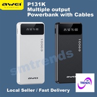 Awei P133K Powerbank 10000mAh Digital Display Power Bank Intelligent Multiple Output Built-In Cables