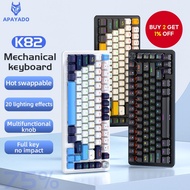 APAYADO K82 Gaming Keyboard Mechanical 82 Keys Knob Full Key Swappable Cool Backlight Wired