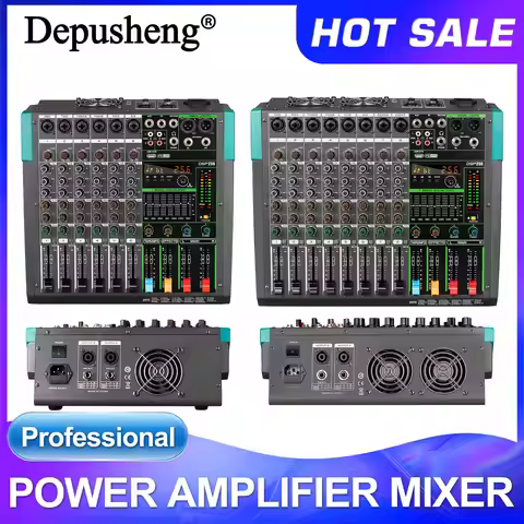 GT8 professional amplifier mixer 500W * 2 power DJ mixer 256 reverberation effect 8-channel mixer