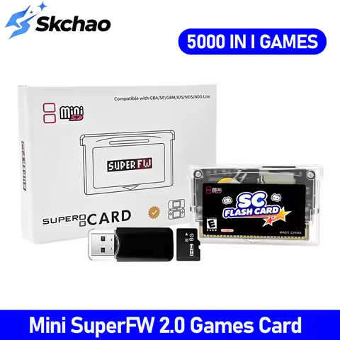 Mini SuperFW 2.0 GBA Game Cartridge 5000‑in‑1 Retro Game Card With 8G TF Card RTC Save Flash For GBA