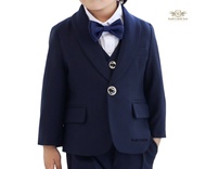 Navy Boy Blazer เสื้อสูทเด็ก เบลล์เซอร์สีกรมท่า +แถมหูกระต่ายสุ่มสี Shawl Lapel ขนาด 80, 90, 100, 110, 120, 130, 150 (ประมาณ 6 เดือน ถึง 12 ปี)