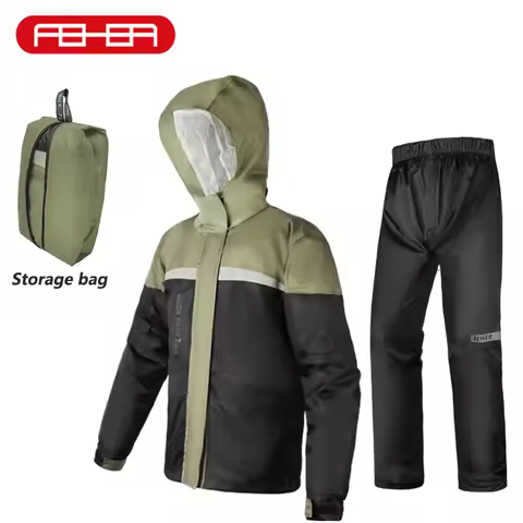 FEHER Men's Motorcycle Raincoat Large Size Summer Raincoat Waterproof Breathable Comfortable Jacket 