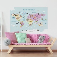 【輕鬆壁貼】兒童世界地圖 | 粉嫩系 - 無痕/居家裝飾