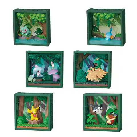 Re-Ment Pokemon Frame Deep Green Forest Bulbasaur Mudkip Pikachu Emolga&Kricketot Hattrem&Morelull D