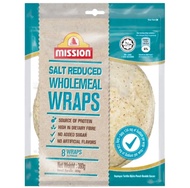 มิสชั่น แป้งห่ออาหารจากธัญพืชไม่ขัดสีสูตรลดเค็ม Mission Salted Reduced Wholemeal Wraps 360g.