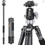 Tosw)K&amp;F CONCEPT Carbon Fiber Camera Tripod Stand Monopod with Flexible Ballhead 172cm/67.7in Max. Height 16kg Load Capacity Low Angle Photography Travel Tripod with Carrying Bag f