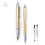 PARKER IM Gift Pen Set Black Gold &amp; Silver Trim Ballpoint and Rollerball with Extra 2pcs Free Black Ink Refill